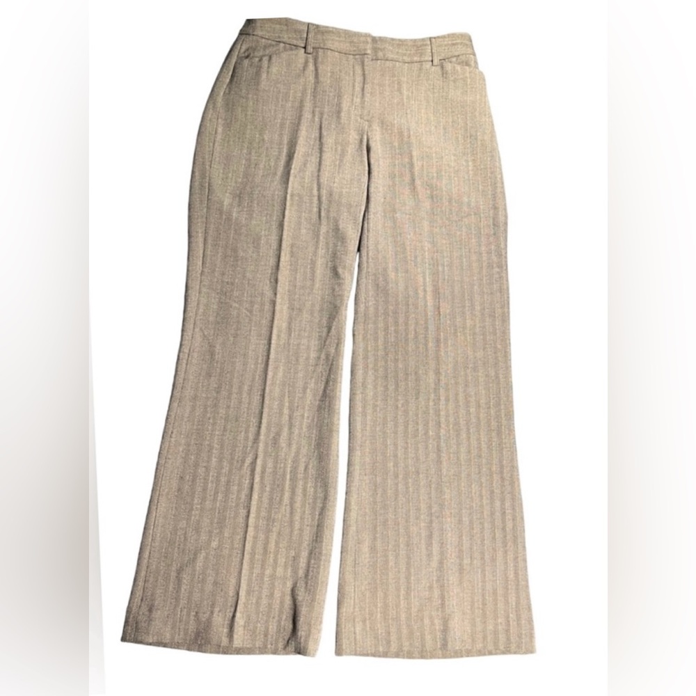 Apostrophe “Vanessa” pinstripe wide leg dress pants tan women’s size 4